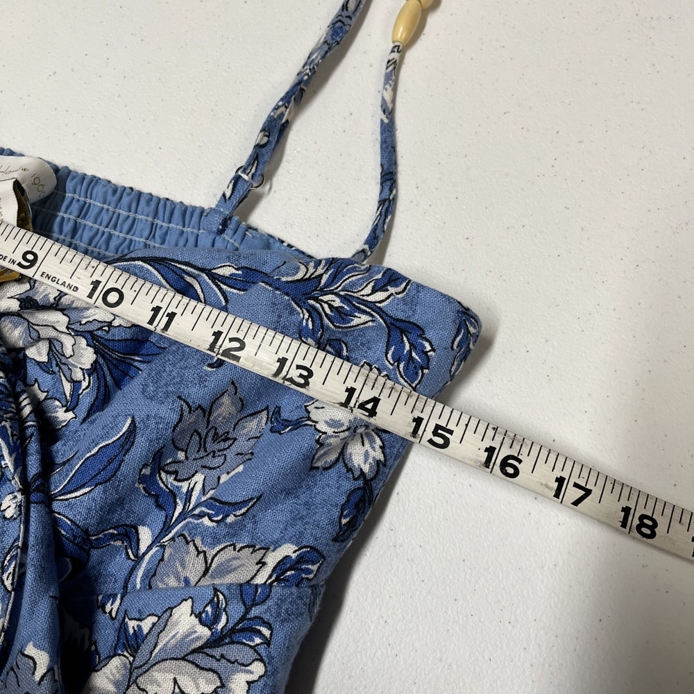 House Of Harlow Dress Blue Floral Linen Blend Tiered Maxi Sundress Size S Resort - Picture 11 of 14